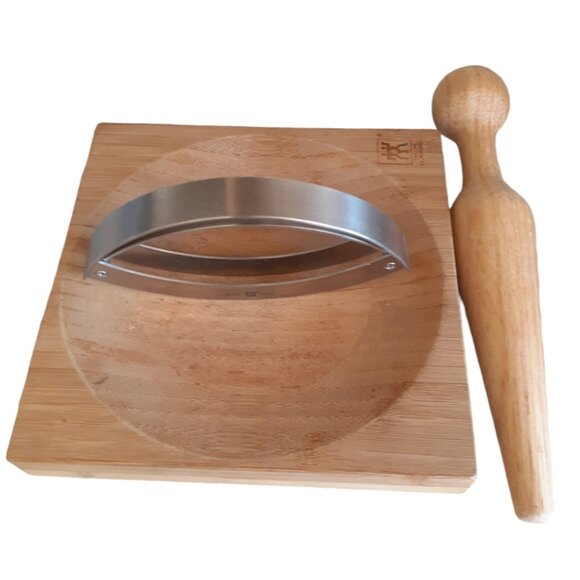 Zwilling J.A. Henckels Mincing Set Bamboo Herb Board Rocking Knife & Pestle 3 pc - Picture 8 of 11